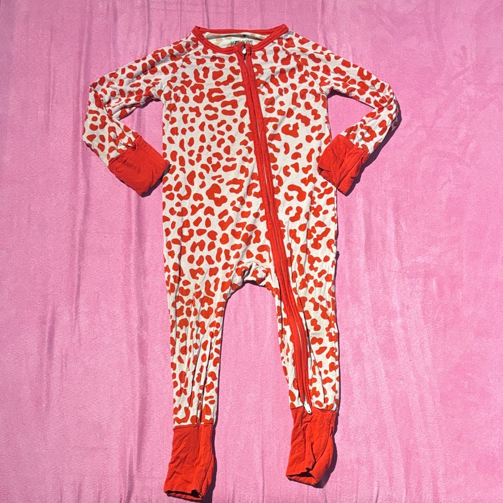 Bamboozle Red and White Leopard Kids Footie